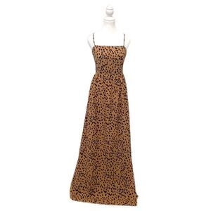 Vine & Love Animal Print Long Strappy Open Back Dress Sz L